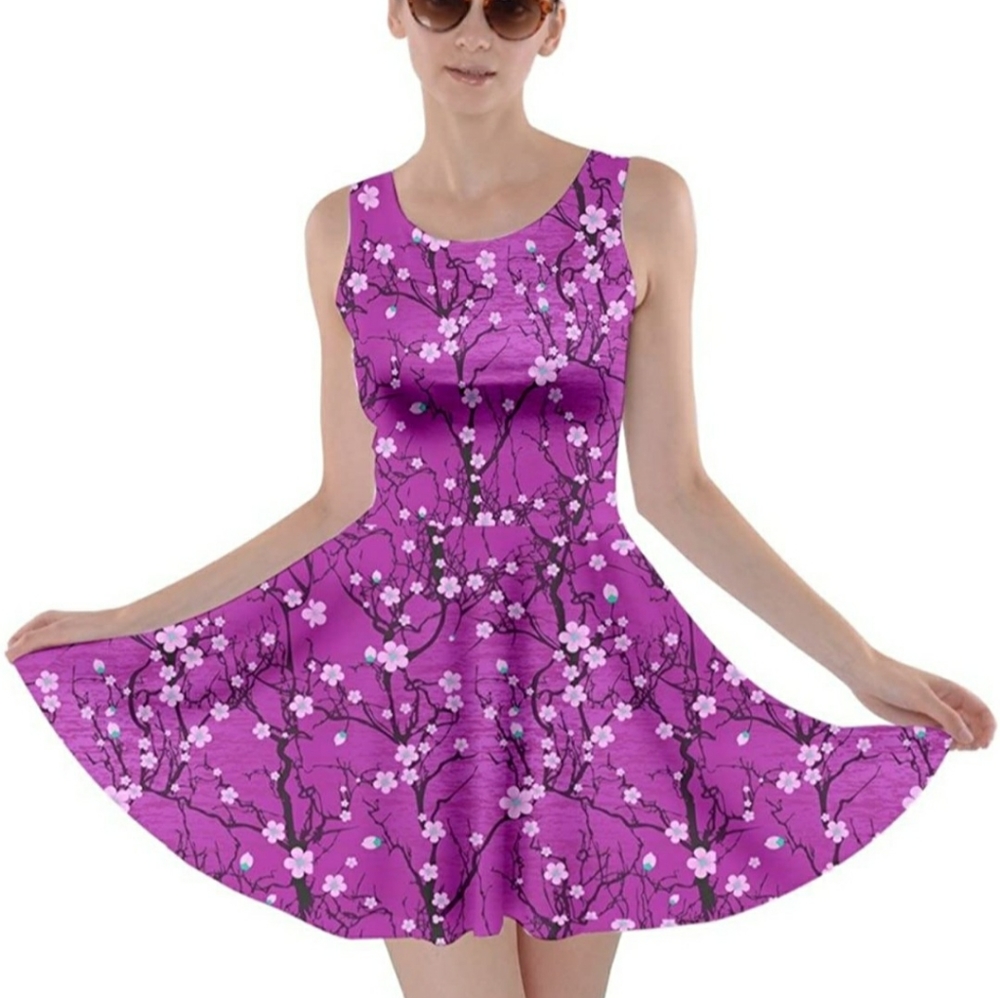 Womens Magenta Pink Sleeveless Skater Dress